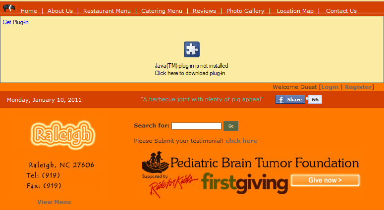 An ugly restaurant website