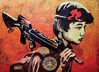 Shepard Fairey Duality of Humanity painting