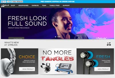 Zipbuds homepage looking off page example link to zipbuds