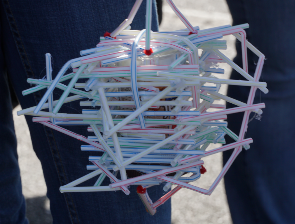 Close up shot of straw contraption
