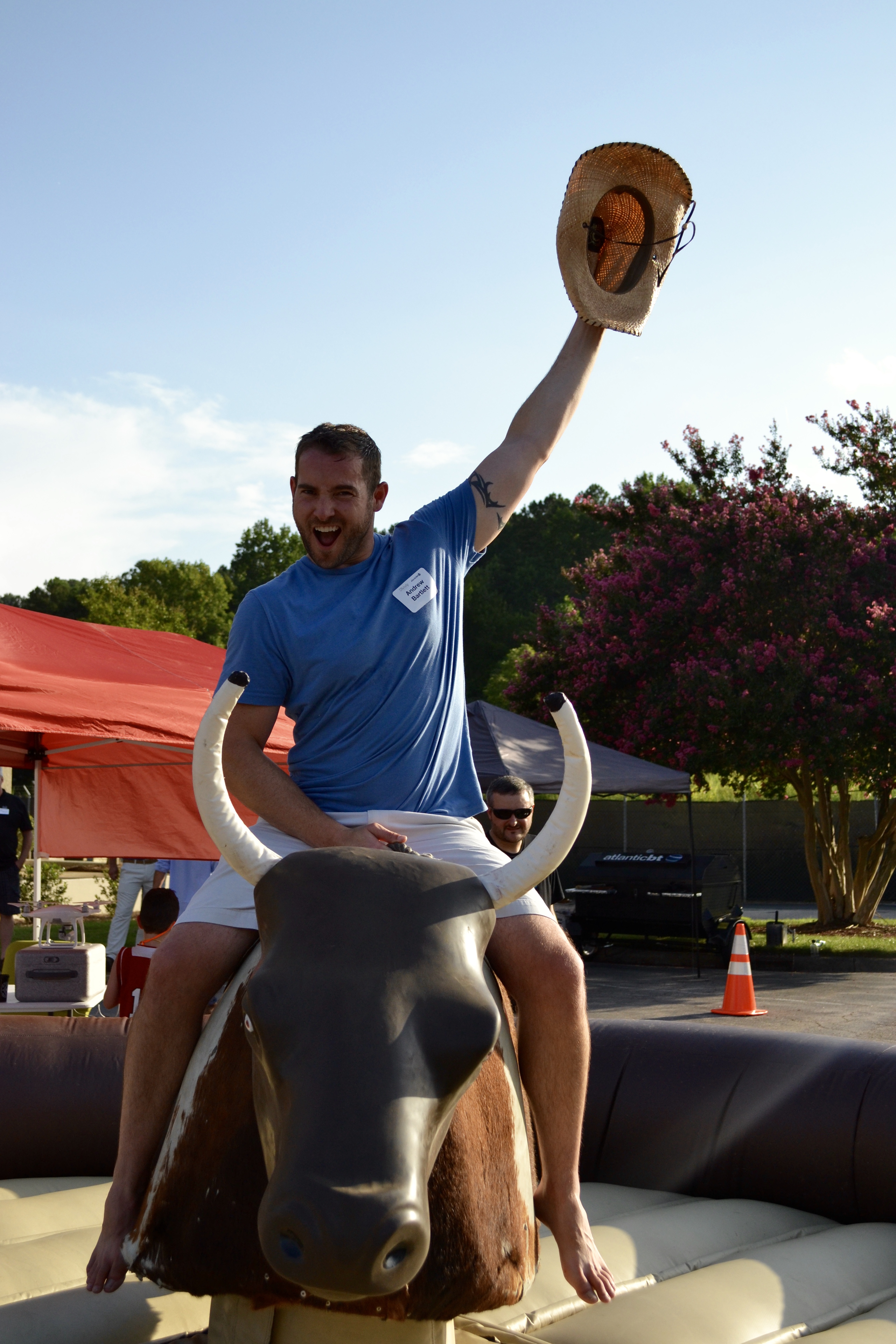 AtlanticBT employee on mechanical bull