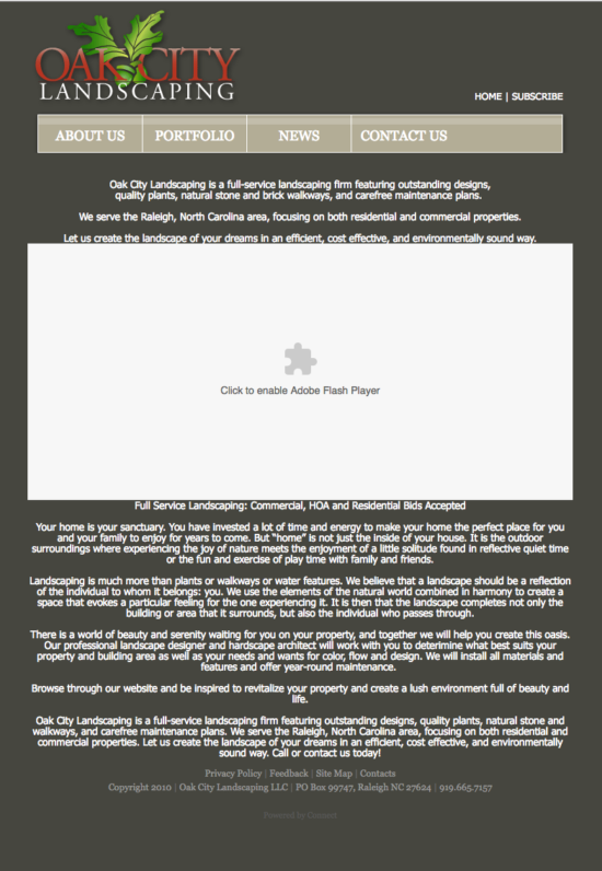 This site is a good example of Raleigh web design: outdated and not often updated, but does well for SEO.