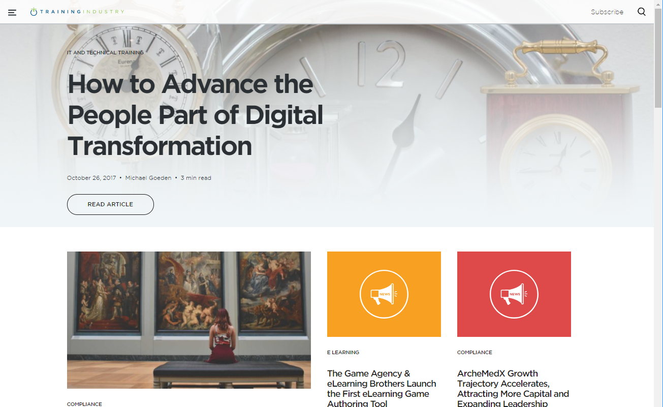 The new interface of TrainingIndustry.com