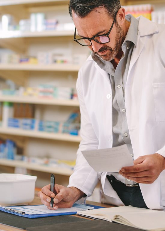 Pharmacist filling a prescription