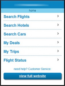 screenshot of Name brand travel website mobile mobile