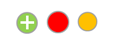 Severity rating dots Green dot, red dot, yellow dot