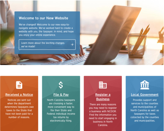 The new user interface for NCDOR.gov