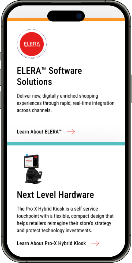 Mobile view of the Toshiba Global Commerce custom b2b website